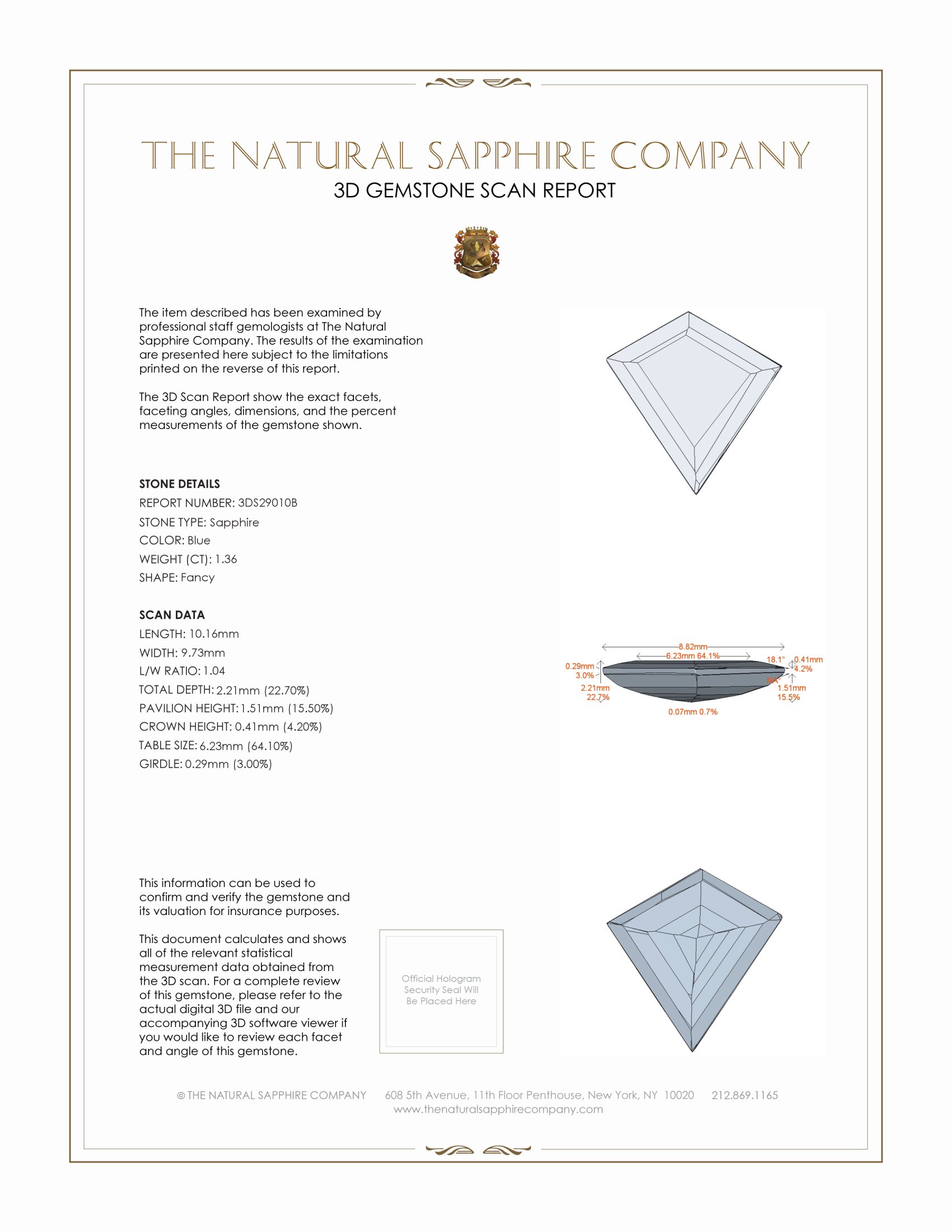 1.36 Ct. Blue Sapphire from Ceylon (Sri Lanka)