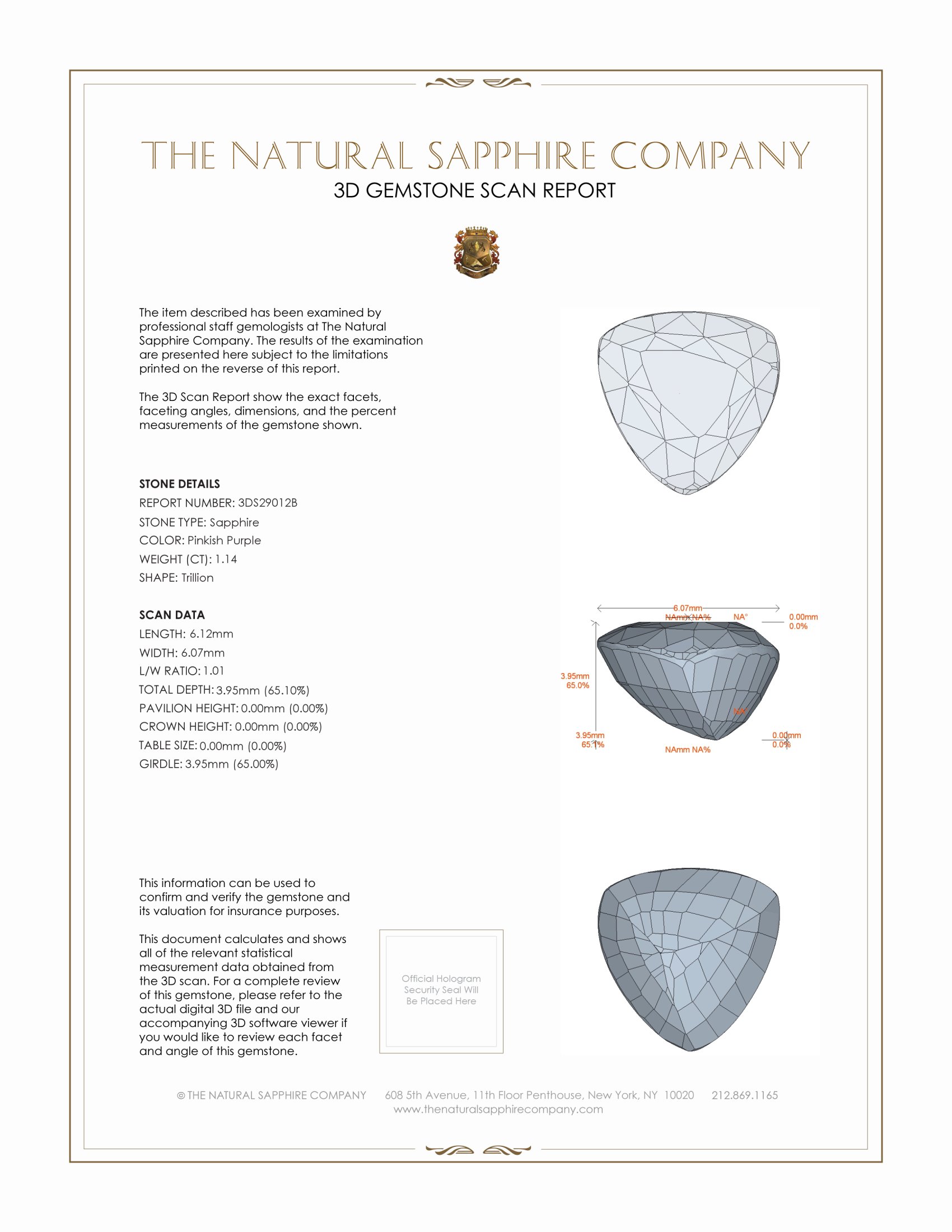 1.14 Ct. Pinkish Purple Sapphire from Ceylon (Sri Lanka)