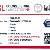 1.00 Ct. Purple Sapphire from Ceylon (Sri Lanka) Scan Report