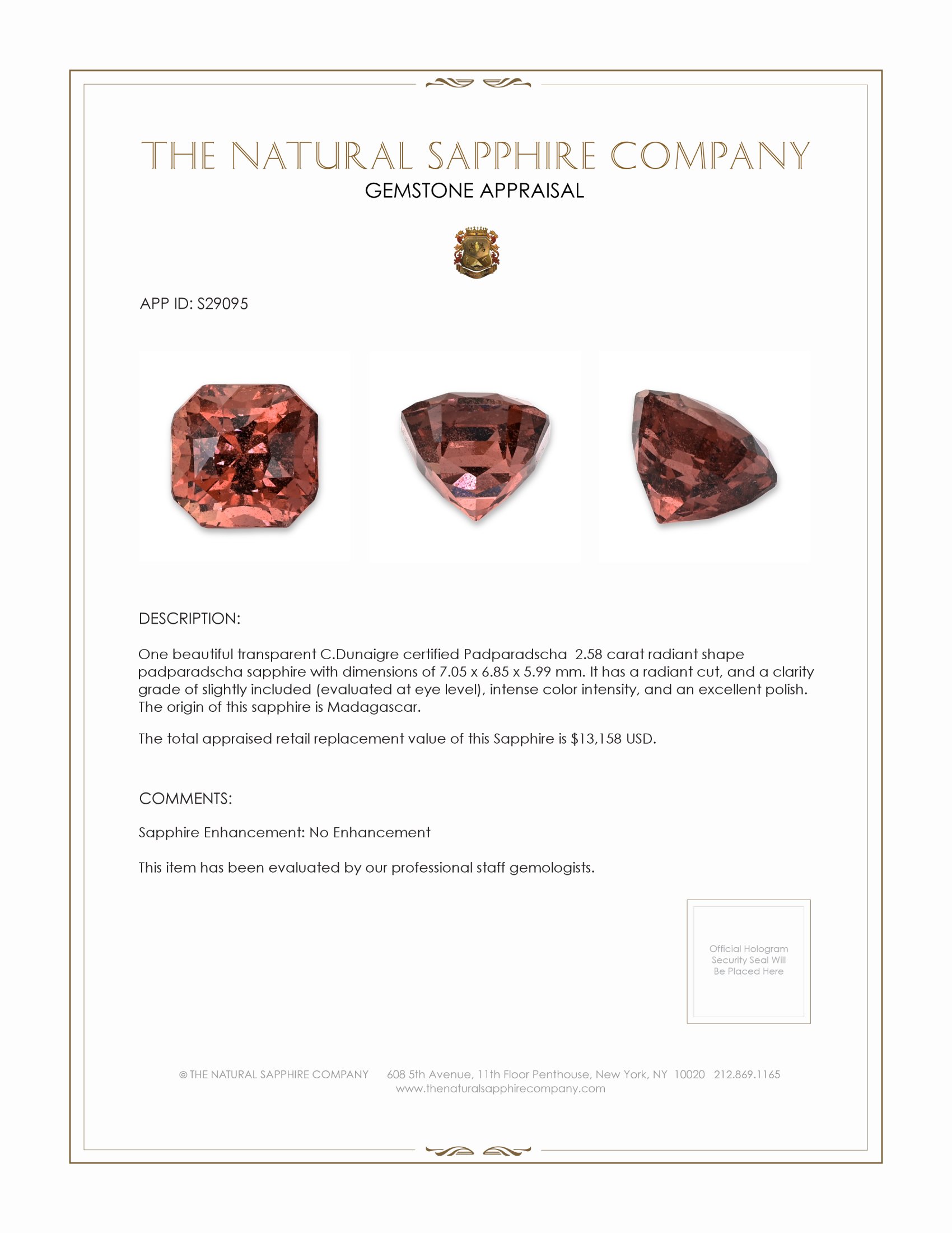 2.58 Ct. Padparadscha Sapphire from Madagascar