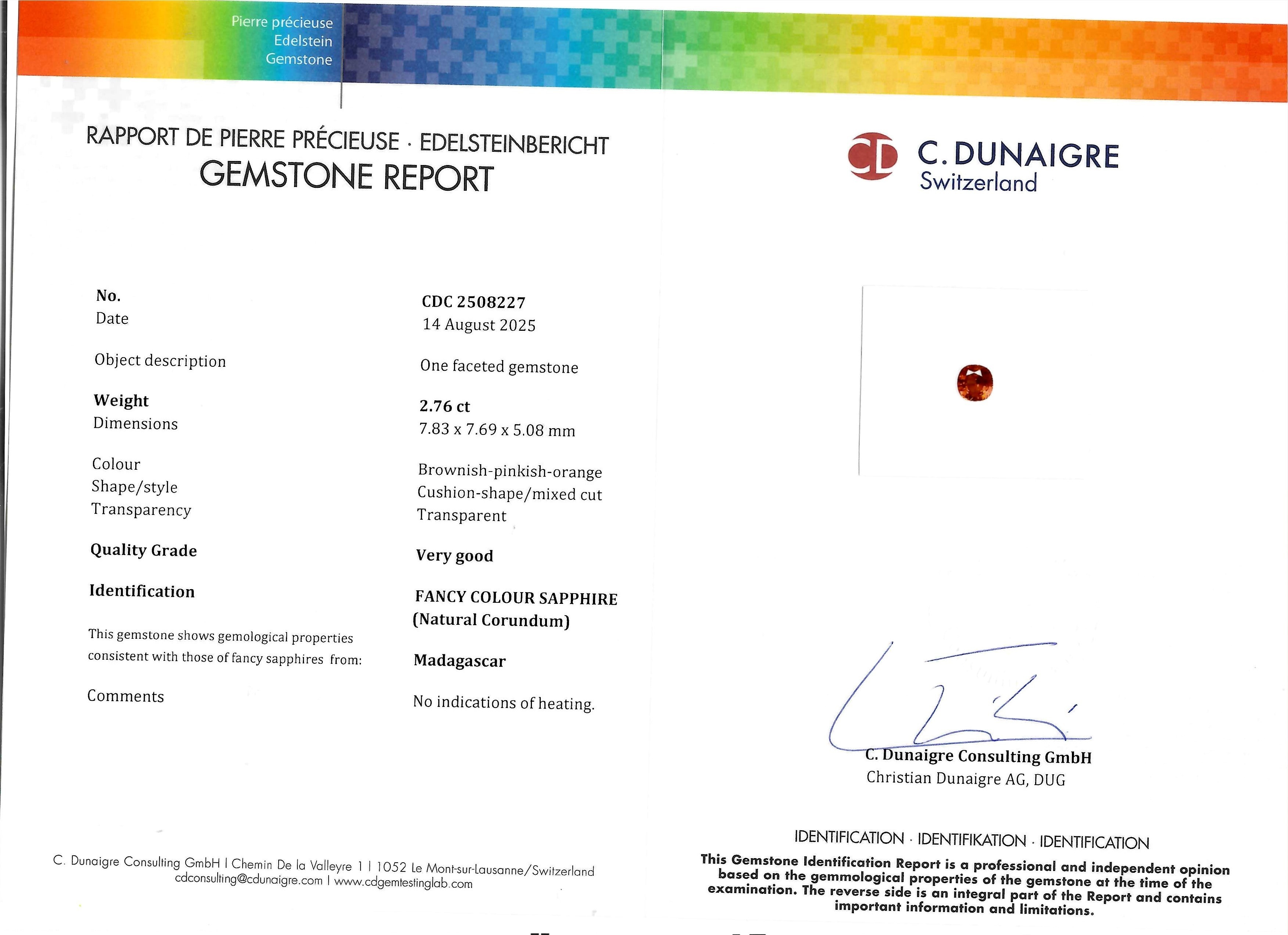 2.76 Ct. Orange Sapphire from Madagascar