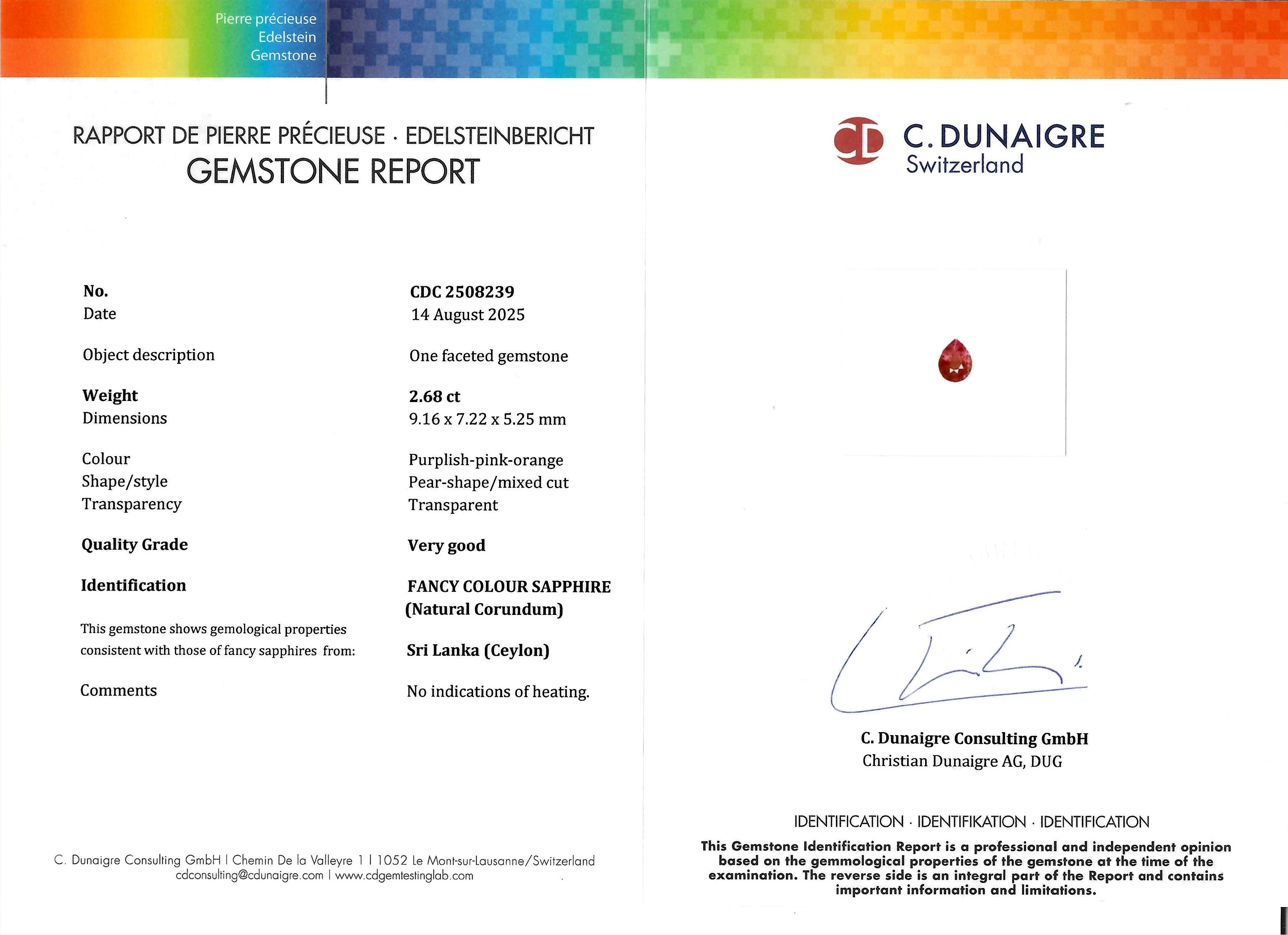 2.68 Ct. Purplish Pink Sapphire from Ceylon (Sri Lanka)