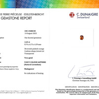2.45 Ct. Orange Sapphire from Madagascar Scan Report