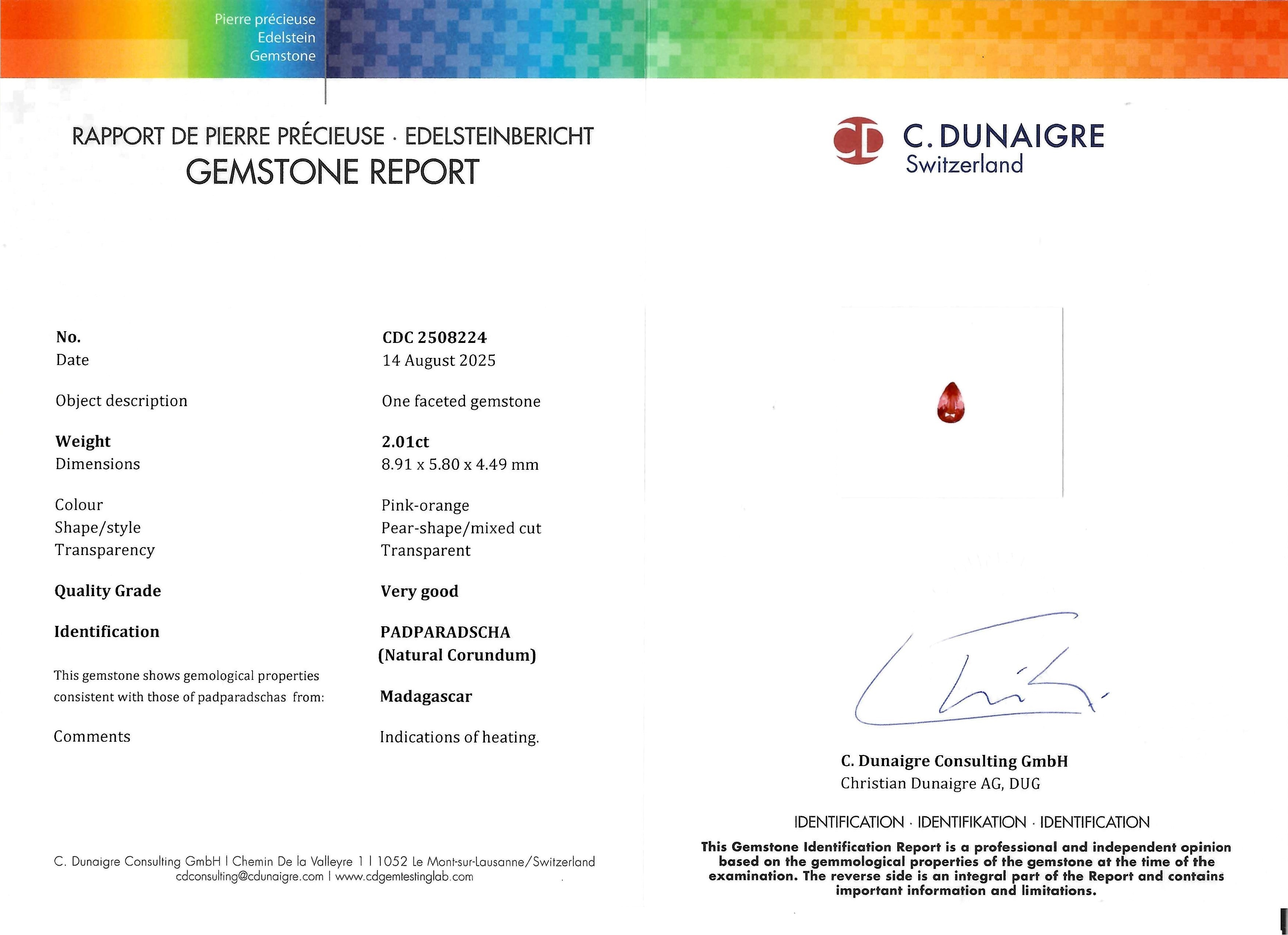 2.01 Ct. Padparadscha Sapphire from Madagascar