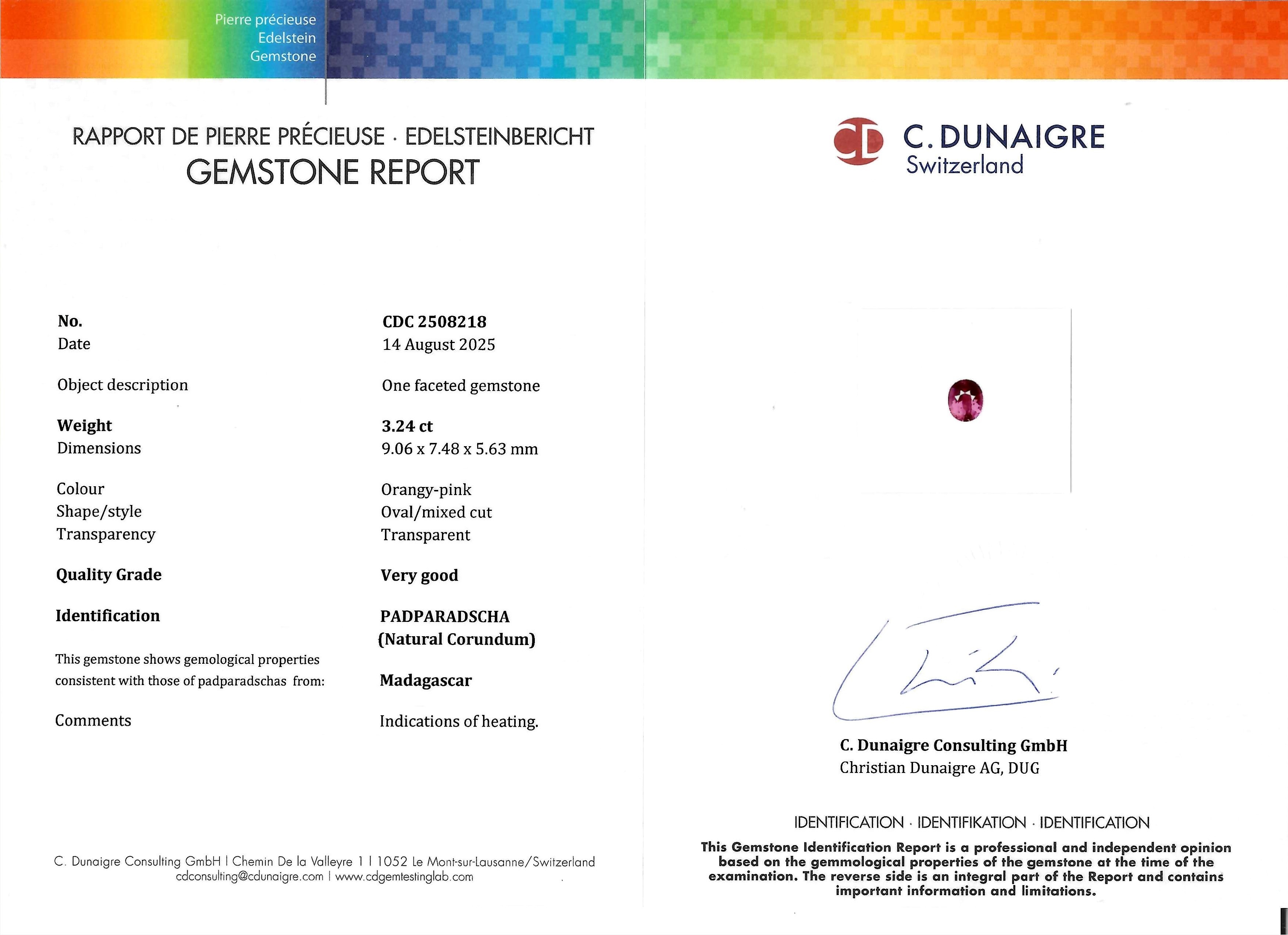 3.24 Ct. Padparadscha Sapphire from Madagascar