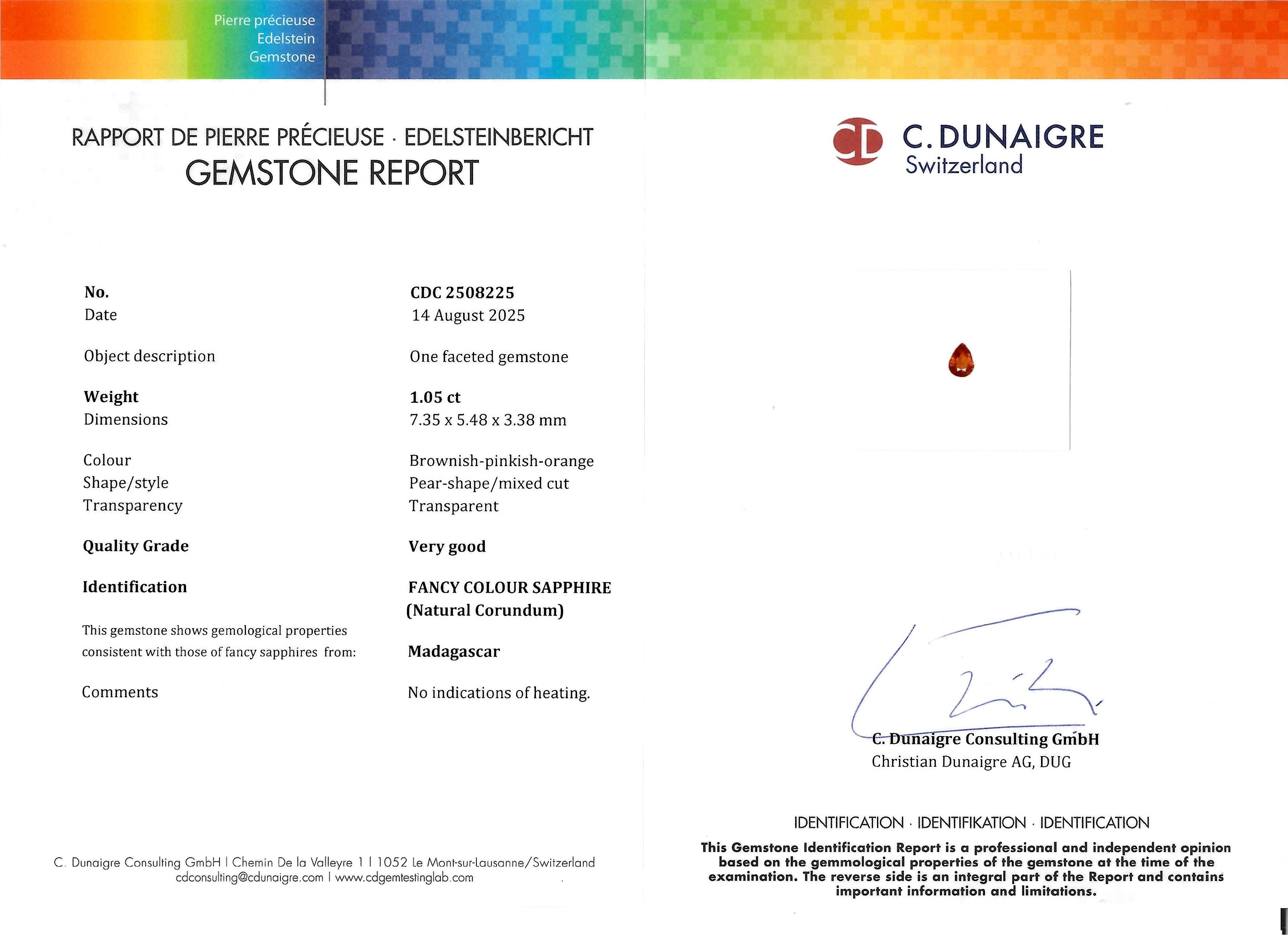 1.05 Ct. Orange Sapphire from Madagascar