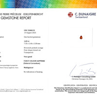 1.05 Ct. Orange Sapphire from Madagascar Scan Report