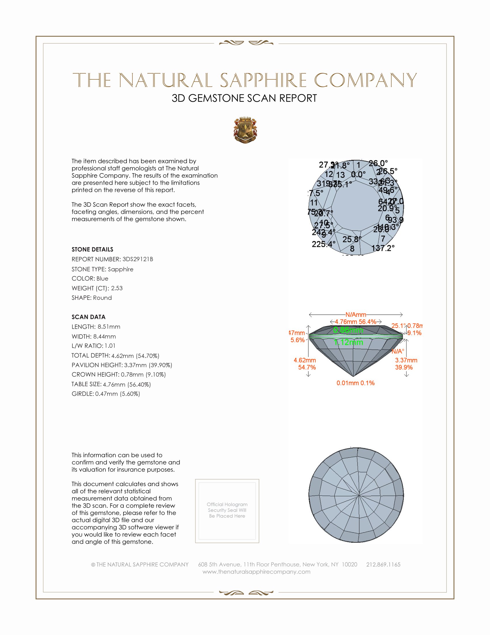 2.53 Ct. Blue Sapphire from Ceylon (Sri Lanka)