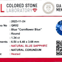 1.34 Ct. Blue Sapphire from Ceylon (Sri Lanka) Scan Report