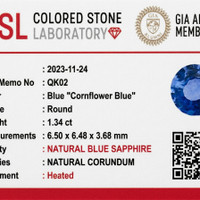 1.34 Ct. Blue Sapphire from Ceylon (Sri Lanka) Scan Report