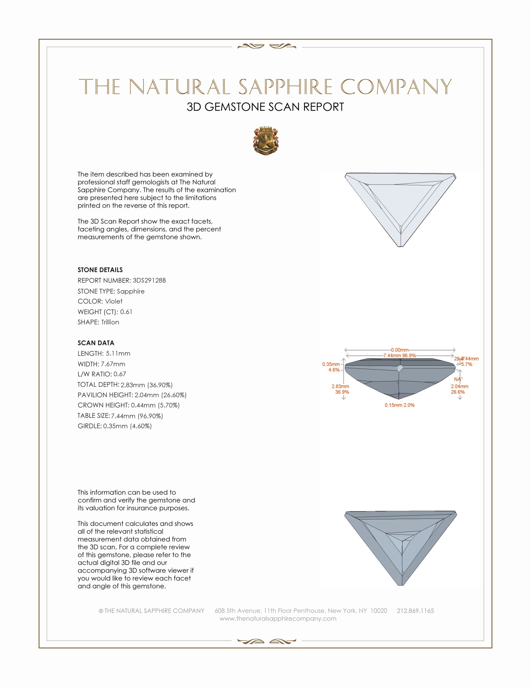 0.61 Ct. Violet Sapphire from Ceylon (Sri Lanka)