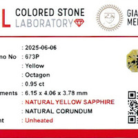 0.94 Ct. Yellow Sapphire from Ceylon (Sri Lanka) Scan Report