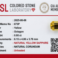 0.94 Ct. Yellow Sapphire from Ceylon (Sri Lanka) Scan Report