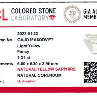 1.30 Ct. Yellow Sapphire from Ceylon (Sri Lanka) Scan Report