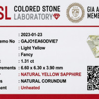 1.30 Ct. Yellow Sapphire from Ceylon (Sri Lanka) Scan Report