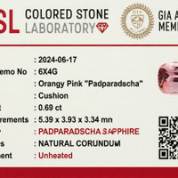 0.68 Ct. Padparadscha Sapphire from Ceylon (Sri Lanka) Scan Report
