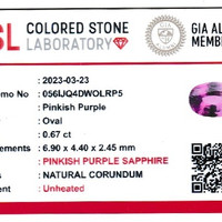 0.66 Ct. Pinkish Purple Sapphire from Ceylon (Sri Lanka) Scan Report