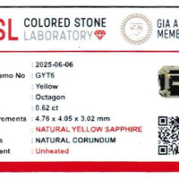 0.62 Ct. Yellow Sapphire from Ceylon (Sri Lanka) Scan Report