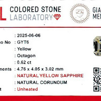 0.62 Ct. Yellow Sapphire from Ceylon (Sri Lanka) Scan Report