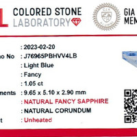 1.05 Ct. Blue Sapphire from Ceylon (Sri Lanka) Scan Report