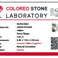 2.03 Ct. Yellow Sapphire from Ceylon (Sri Lanka) Scan Report