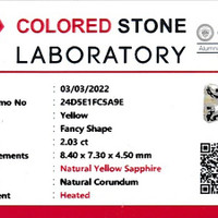 2.03 Ct. Yellow Sapphire from Ceylon (Sri Lanka) Scan Report