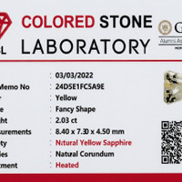 2.03 Ct. Yellow Sapphire from Ceylon (Sri Lanka) Scan Report