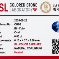 0.80 Ct. Bi Color Sapphire from Ceylon (Sri Lanka) Scan Report