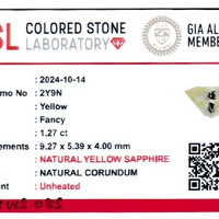 1.27 Ct. Yellow Sapphire from Ceylon (Sri Lanka) Scan Report