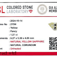 1.27 Ct. Yellow Sapphire from Ceylon (Sri Lanka) Scan Report