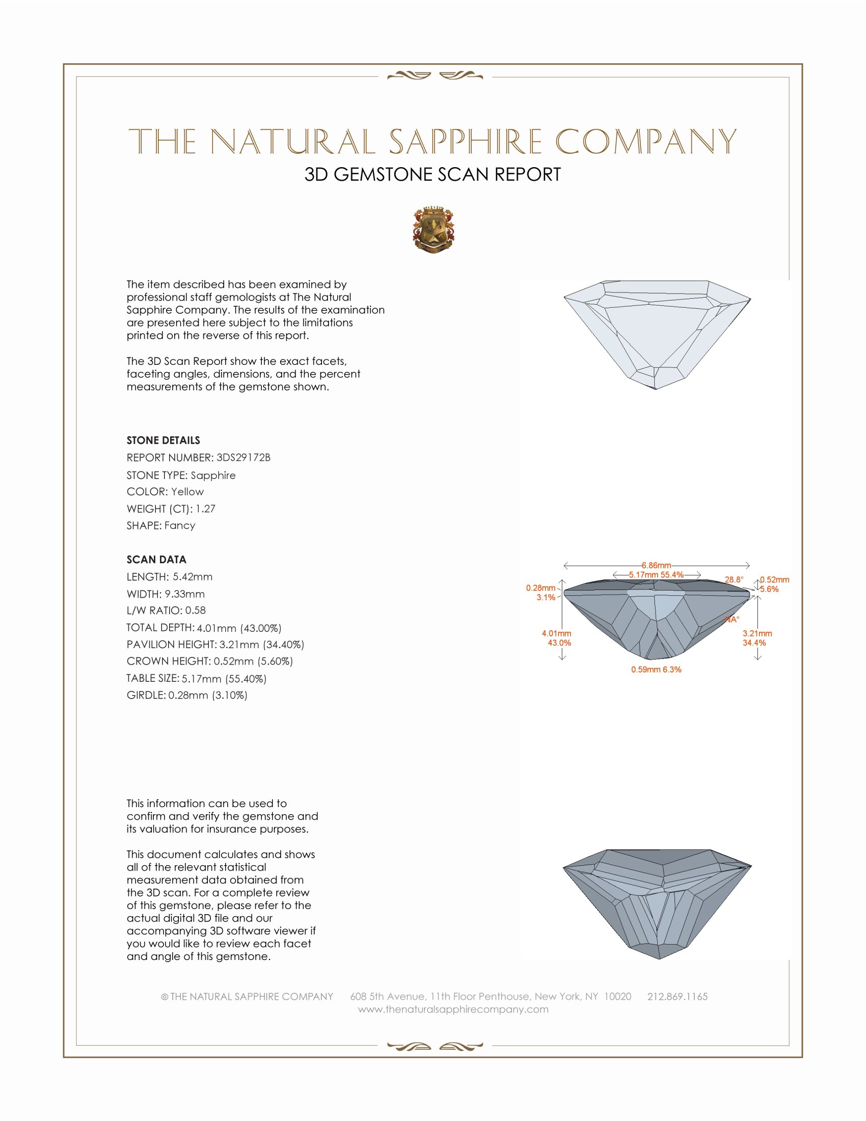 1.27 Ct. Yellow Sapphire from Ceylon (Sri Lanka)