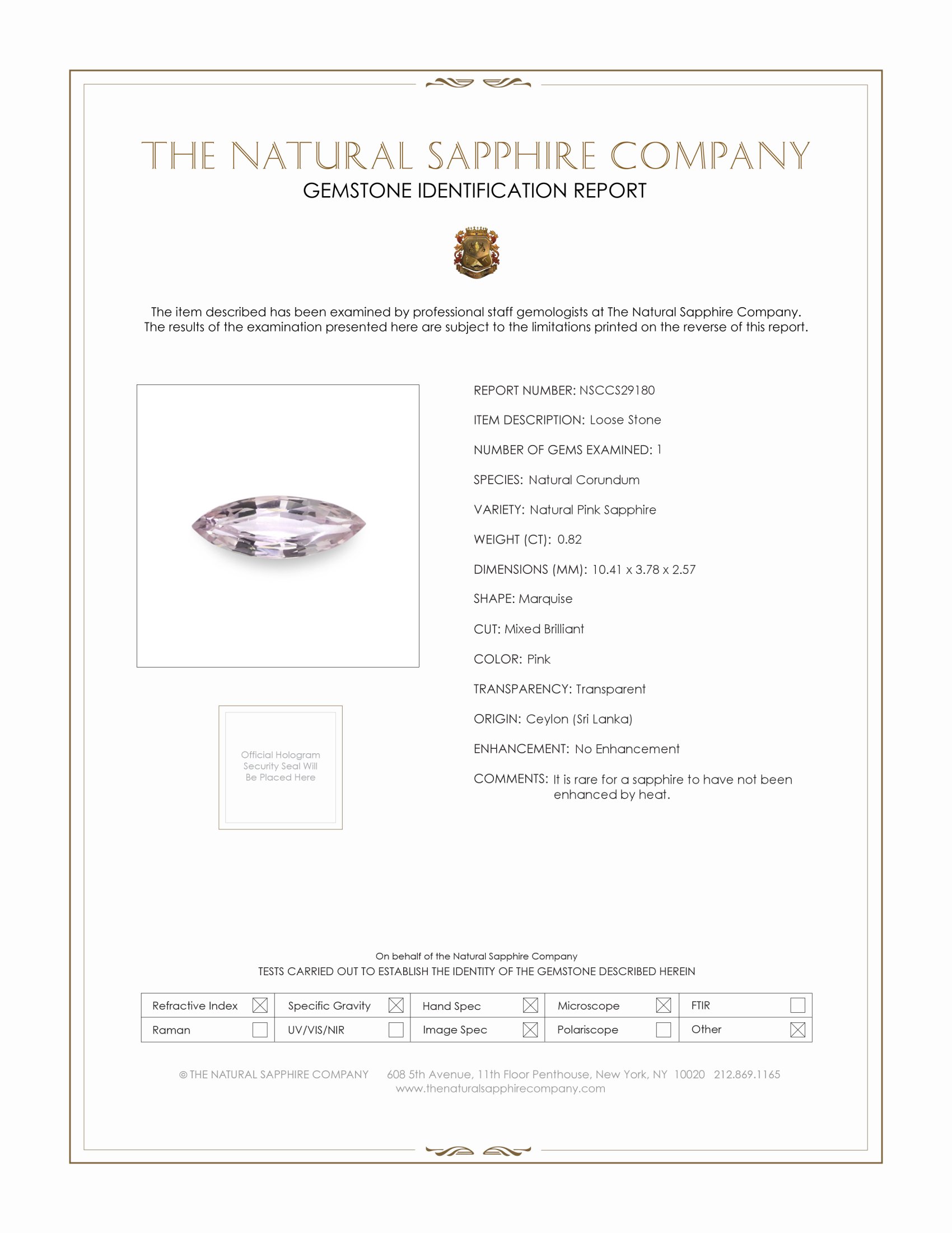 0.82 Ct. Pink Sapphire from Ceylon (Sri Lanka)
