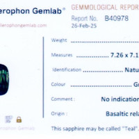 2.53 Ct. Greenish Blue Sapphire from Ceylon (Sri Lanka) Scan Report