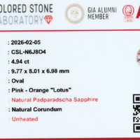 4.93 Ct. Padparadscha Sapphire from Ceylon (Sri Lanka) Scan Report