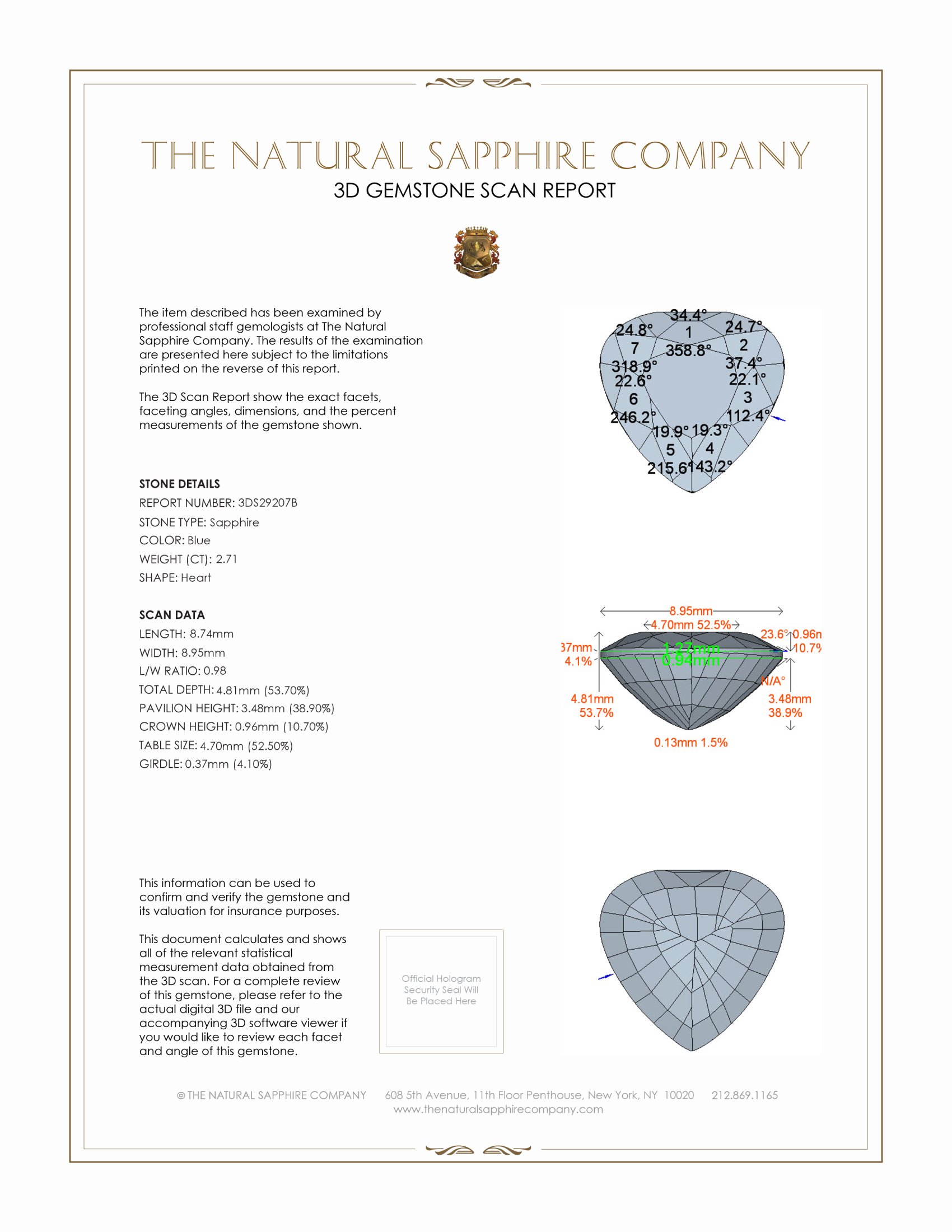 2.71 Ct. Blue Sapphire from Ceylon (Sri Lanka)