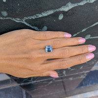 6.03 Ct. Greyish Blue Sapphire from Madagascar Life Style