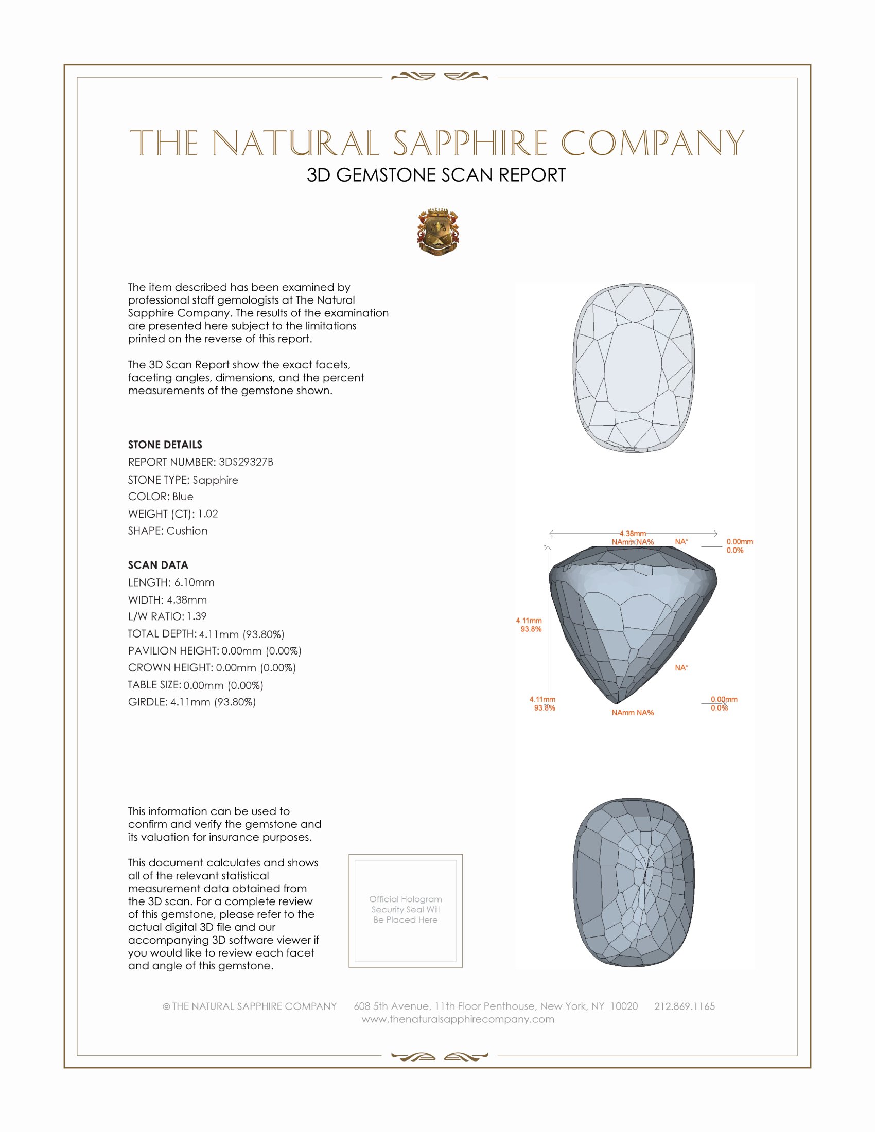 1.02 Ct. Blue Sapphire from Ceylon (Sri Lanka)