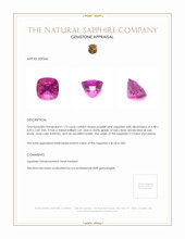 1.73 Ct. Purplish Pink Sapphire from Ceylon (Sri Lanka) Appraisal