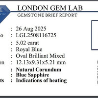 5.02 Ct. Blue Sapphire from Ceylon (Sri Lanka) Scan Report