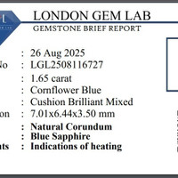 1.65 Ct. Blue Sapphire from Ceylon (Sri Lanka) Scan Report