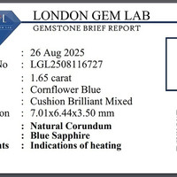 1.65 Ct. Blue Sapphire from Ceylon (Sri Lanka) Scan Report