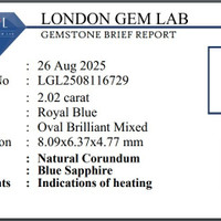 2.02 Ct. Blue Sapphire from Ceylon (Sri Lanka) Scan Report