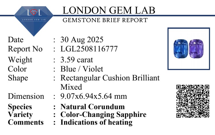 3.59 Ct. Color Change Sapphire from Madagascar