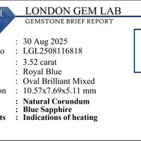 3.52 Ct. Blue Sapphire from Ceylon (Sri Lanka) Scan Report