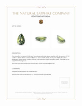 0.88 Ct. Yellowish Green Sapphire from Madagascar Appraisal