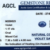 1.17 Ct. Color Change Sapphire from Ceylon (Sri Lanka) Scan Report