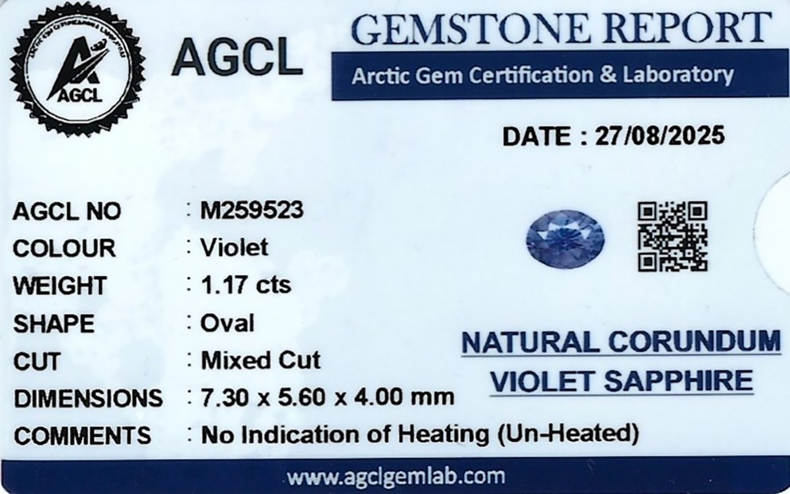 1.17 Ct. Color Change Sapphire from Ceylon (Sri Lanka)