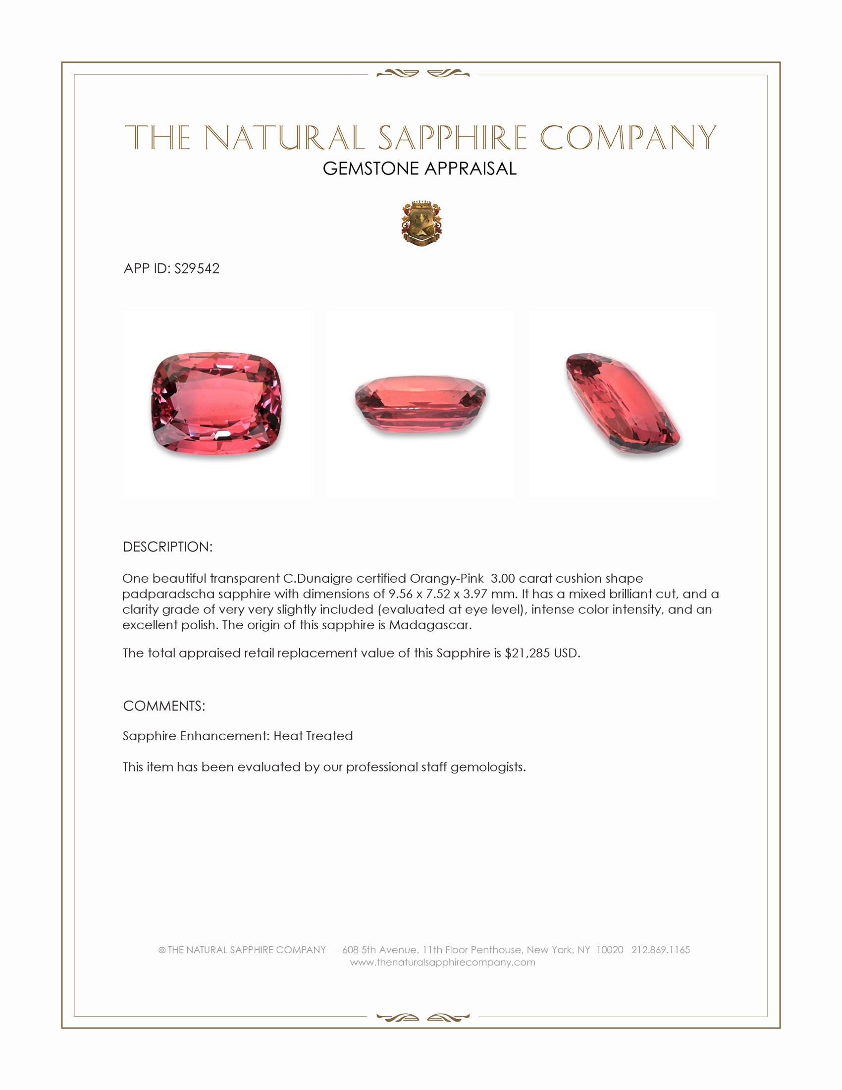 3.00 Ct. Padparadscha Sapphire from Madagascar