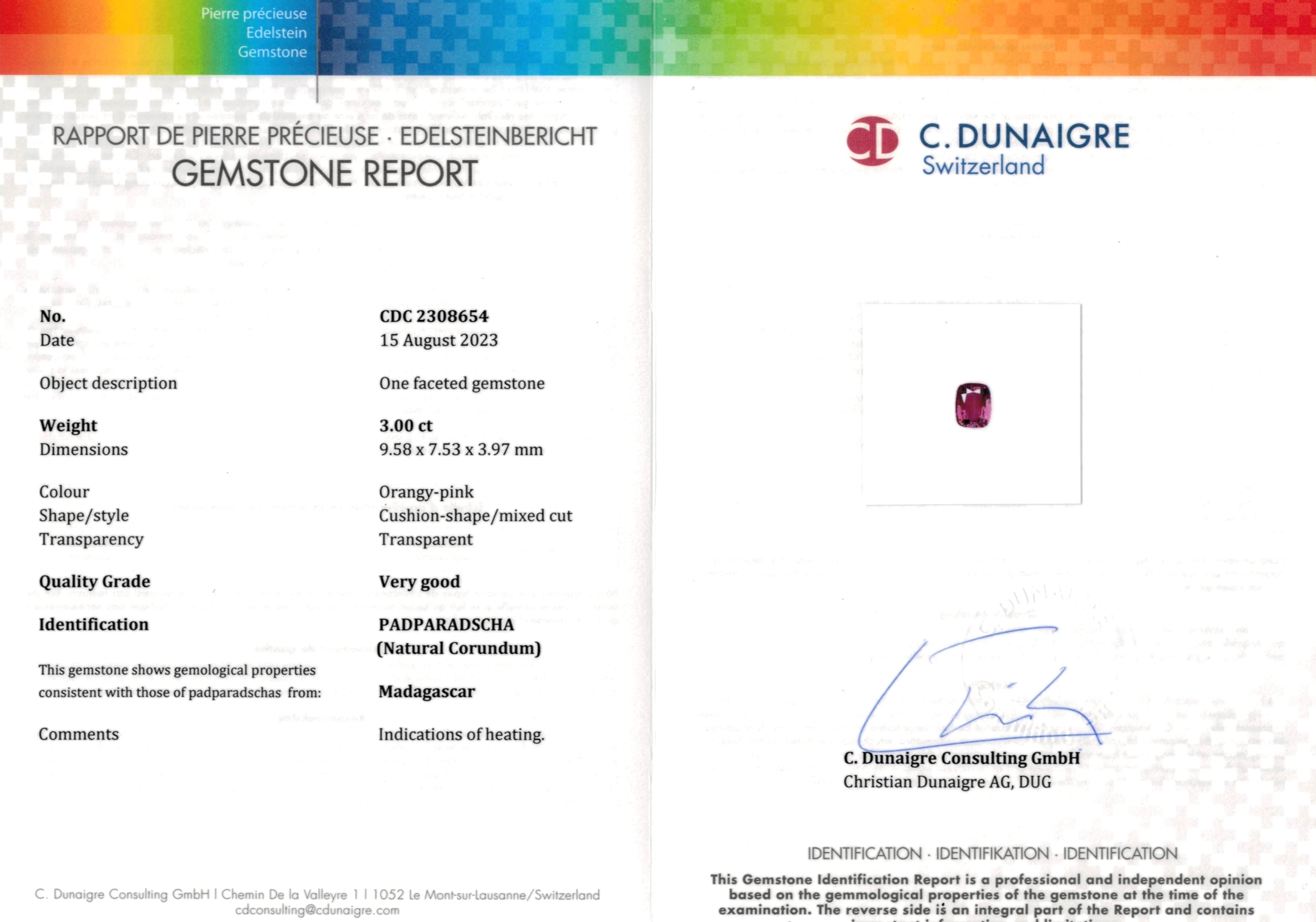 3.00 Ct. Padparadscha Sapphire from Madagascar