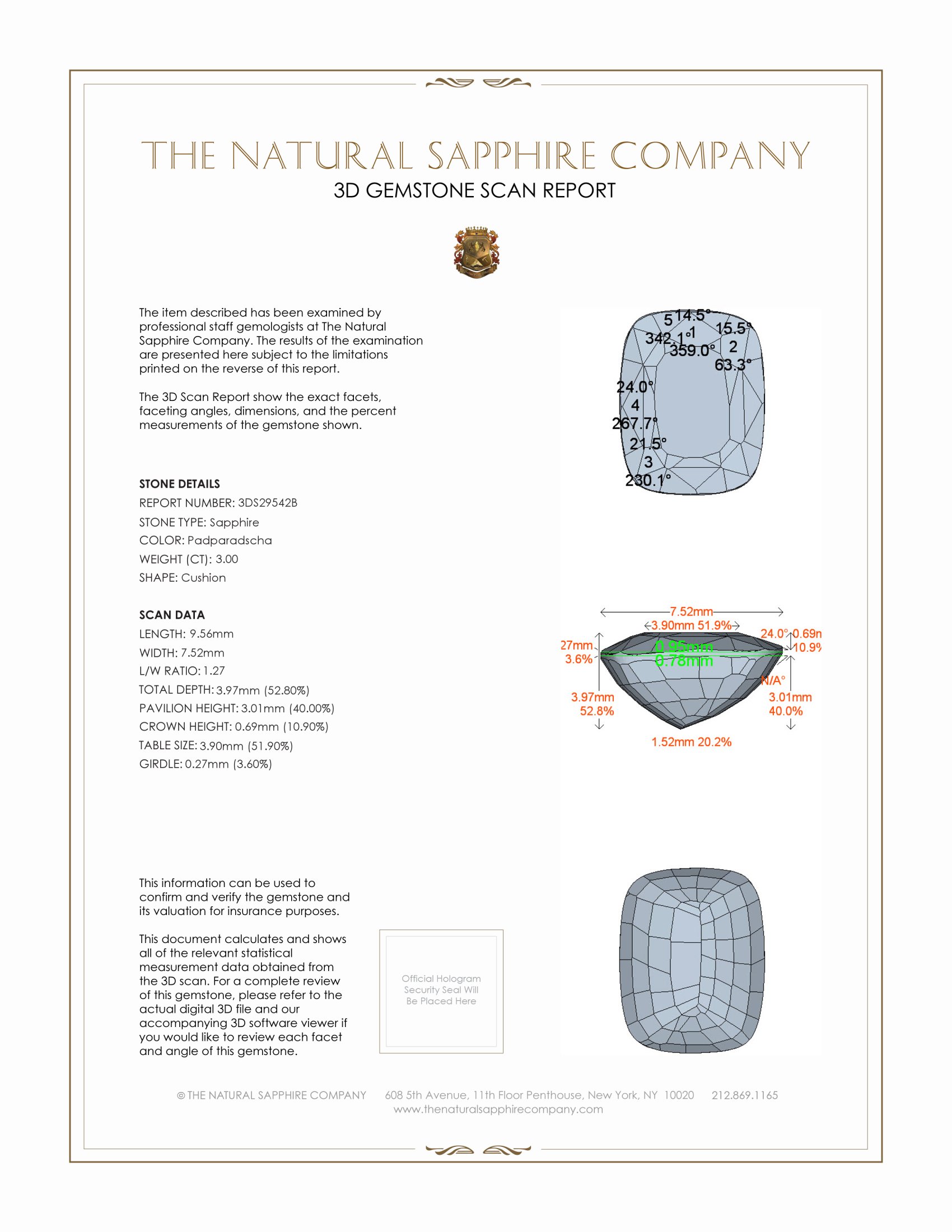 3.00 Ct. Padparadscha Sapphire from Madagascar